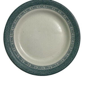 Cream and Blue Dinnerware Plate with Intricate Design